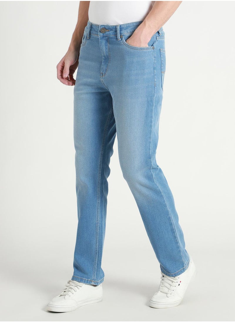 Dennis Lingo Straight Fit Light Blue Men's Jeans with Button & Zip Closure (Denim)  - Image 2