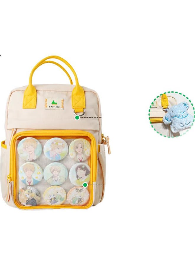 Shukiku Mini Biscuit Letter Backpack New Small Snack Pain Bag Lightweight Travel Backpack Second Element Valley Bag Peach - Image 1