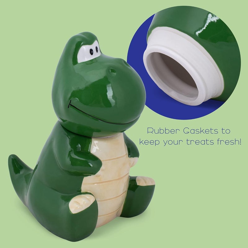 100 North Dolomite Ceramic 10.1 x 8.9 Everyday Cookie & Candy Jar with Airtight Lid: Perfect for Kitchen Canisters, Pet Treat Containers & Decorative Storage, Tyrannosaurus Rex Dinosaur - Image 4