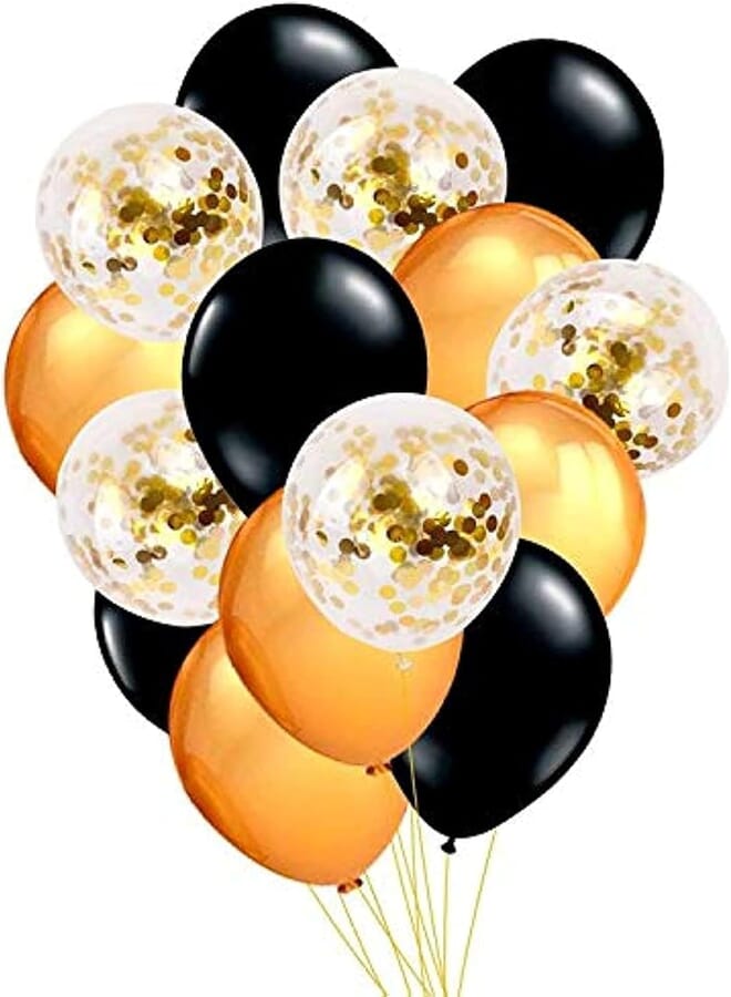 15pcs Balloon Set- Gold Confetti Balloon - Birthday Balloon - Baby Shower -Decoration Kids Party Supplies - graduation
