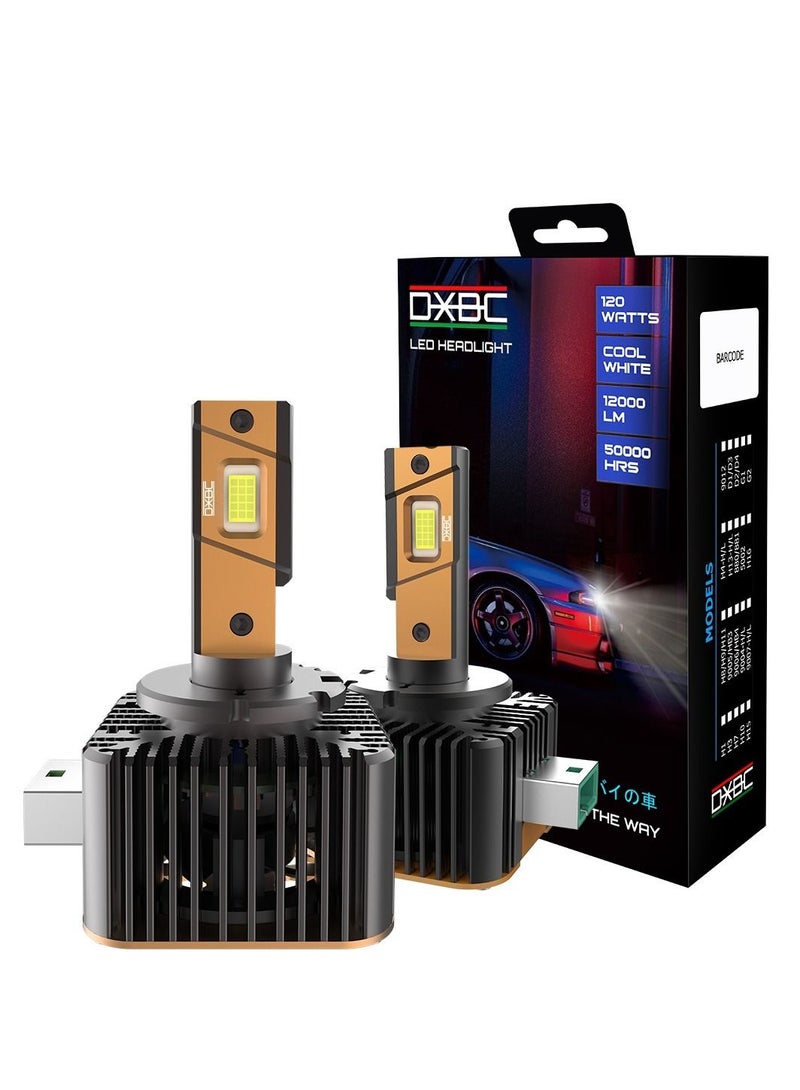 DXB-C Falcon D1 120W 12000LM 6500K Led Car Headlights 300 Percent Brightness 6500K Cool White Bulb High Beam and Low - Image 1