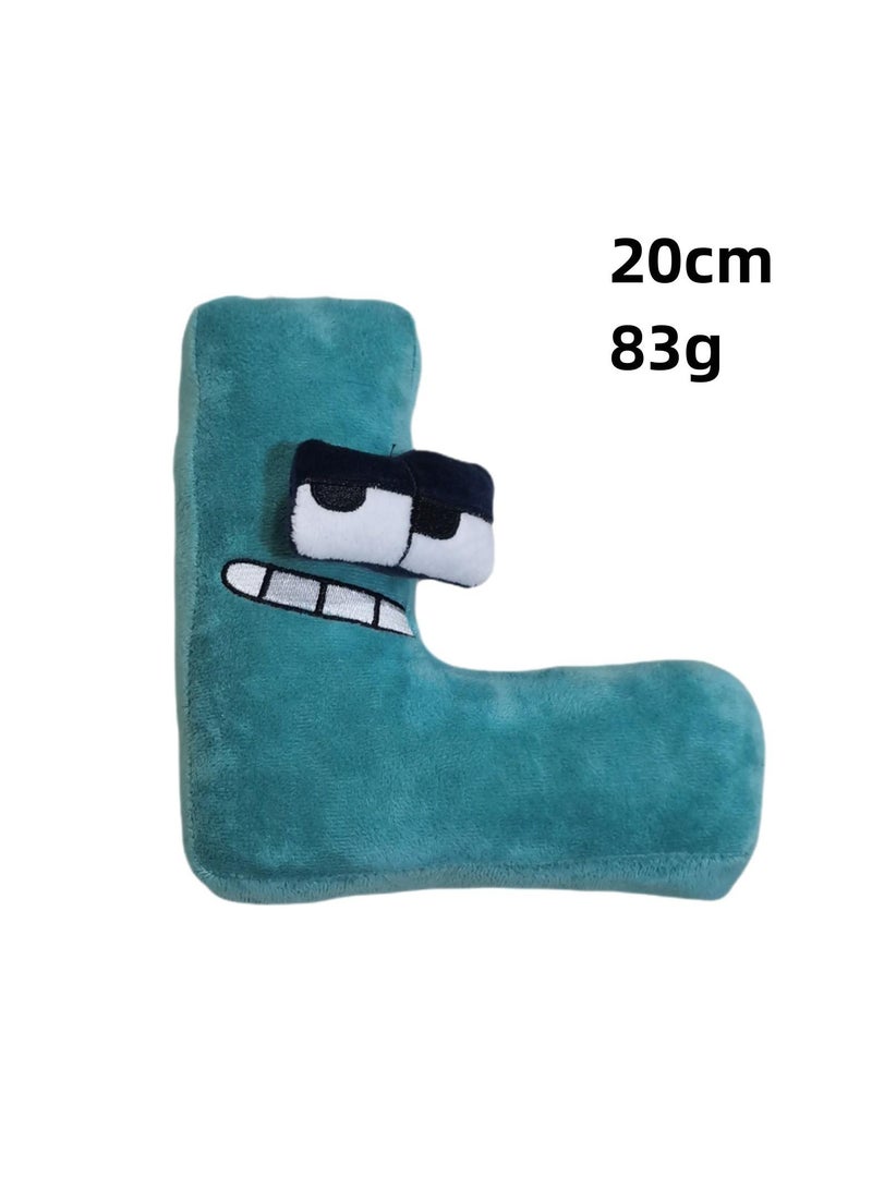 1-Pieces Alphabet Doll Funny Emojis Cotton Number Plush Toy Blue-L 