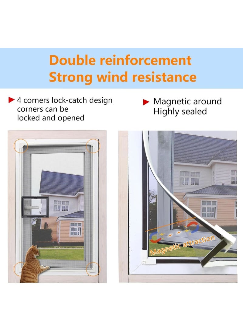 SOLARAE DIY Adjustable Magnetic Fly Screen Window, 75 X 150cm Small Magnetic Window Screen, Ultra Seal Shuts Automatically Mosquito Insects Magnetic Fly Screen, Without Drilling Easy to Install, Grey - Image 3