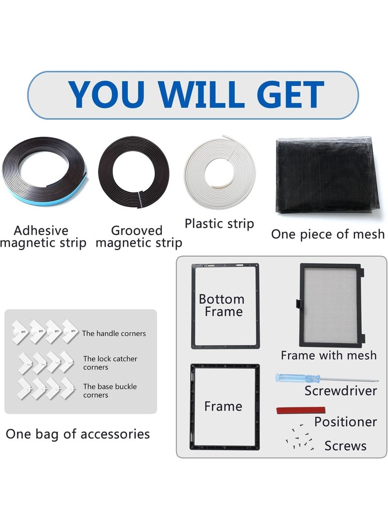 SOLARAE DIY Adjustable Magnetic Fly Screen Window, 75 X 150cm Small Magnetic Window Screen, Ultra Seal Shuts Automatically Mosquito Insects Magnetic Fly Screen, Without Drilling Easy to Install, Grey - Image 5