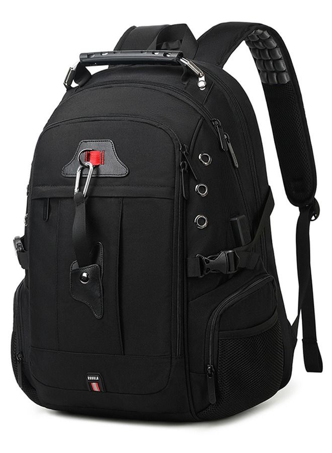 RAHALA BNG-123 Oxford Waterproof Laptop Travel Large Capacity USB Earplug Hole Backpack bag - Black - Image 1