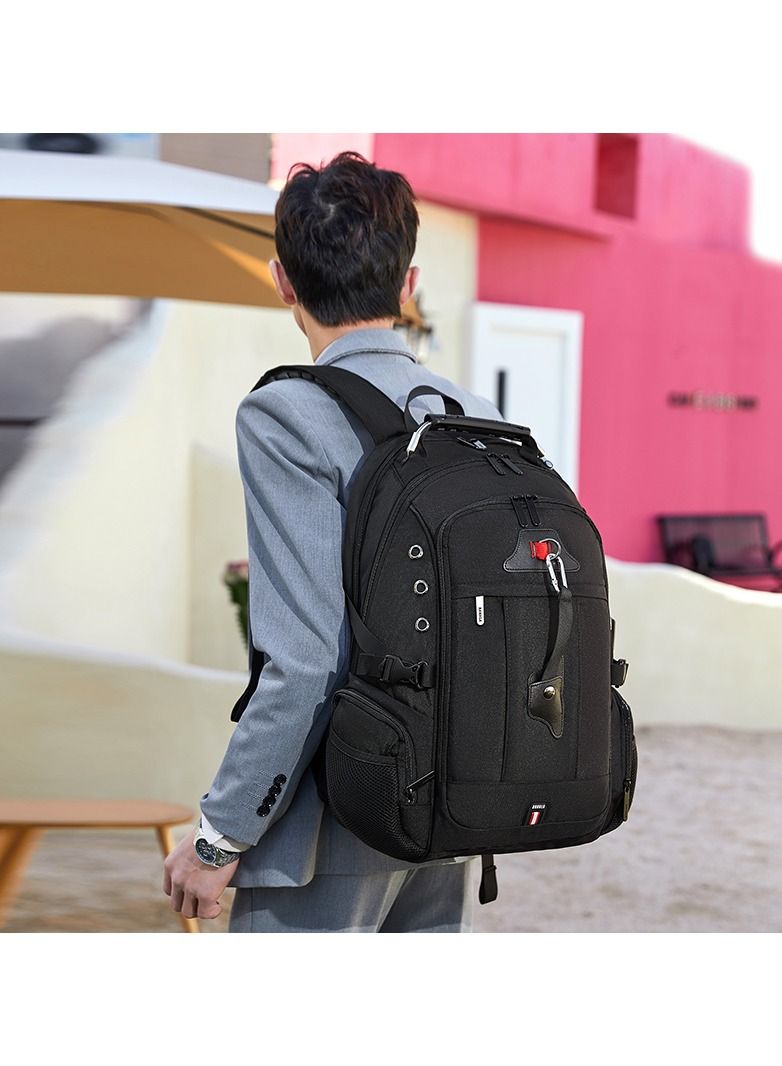 RAHALA BNG-123 Oxford Waterproof Laptop Travel Large Capacity USB Earplug Hole Backpack bag - Black - Image 3