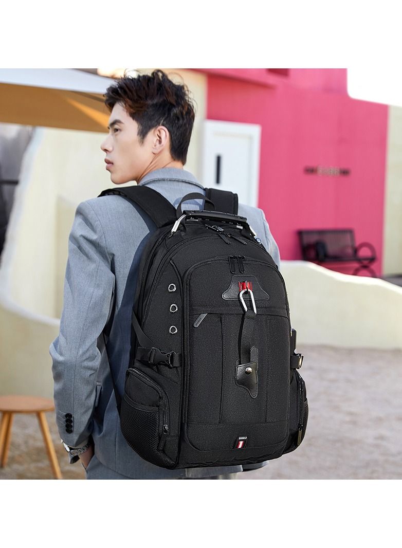 RAHALA BNG-123 Oxford Waterproof Laptop Travel Large Capacity USB Earplug Hole Backpack bag - Black - Image 2