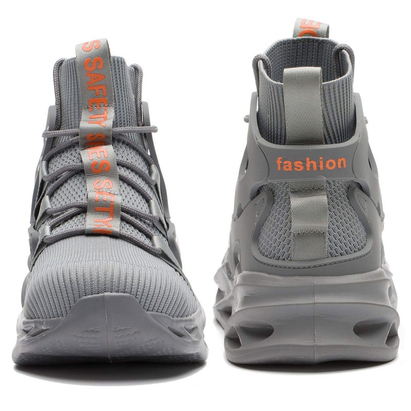 ORISTACO Work Safety Steel Toe Boots, Lightweight Breathable Industrial Construction Boots, High Cut 799 Grey 42 - Image 3