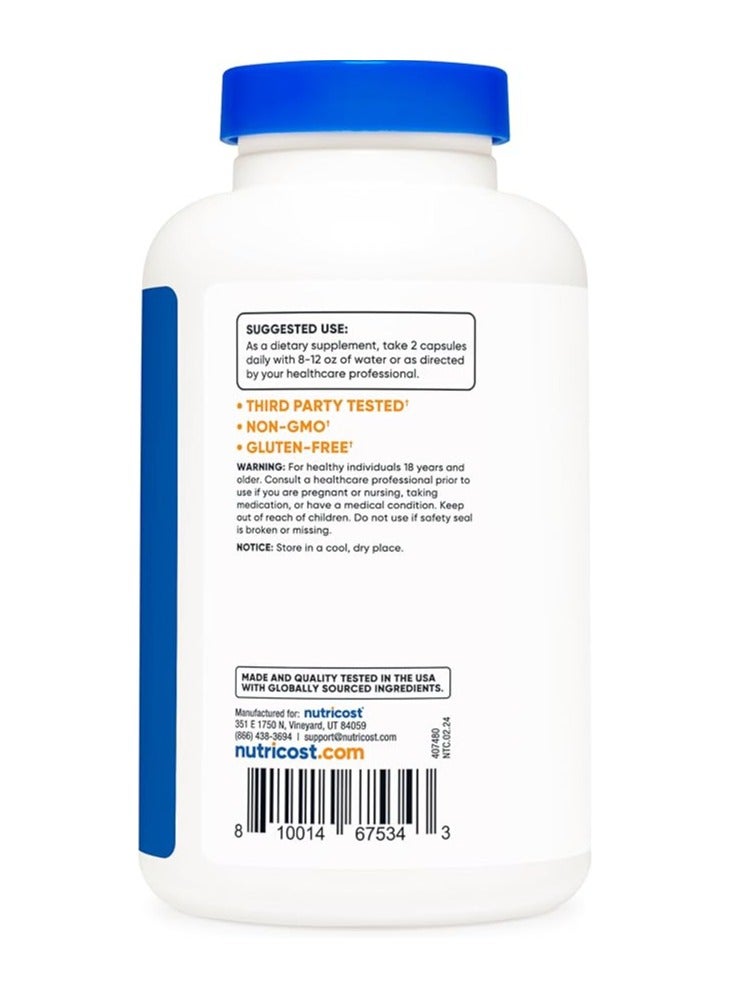 حمض ألفا ليبويك من نيوتريكوست 600 ملجم لكل وجبة، 240 كبسولة - خالية من الجلوتين، كبسولات نباتية، خالية من الصويا وغير معدلة وراثيًا - Image 4