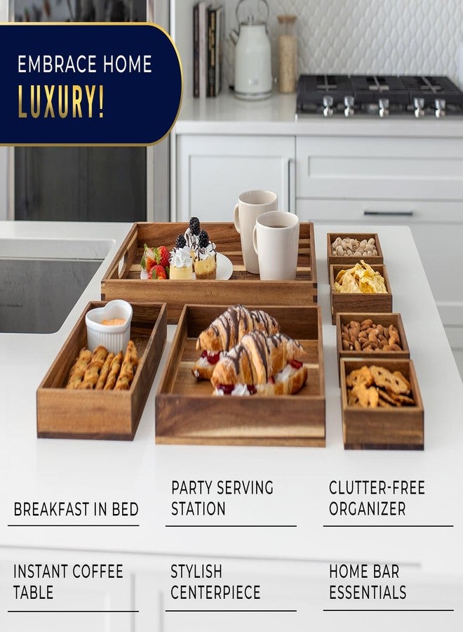Comfify Bamboo Tray Set of 7 - Earthy Tone Collection for Home & Kitchen - Sustainable, Durable Serving Trays for Organization, Decor, Serving & More - Image 4