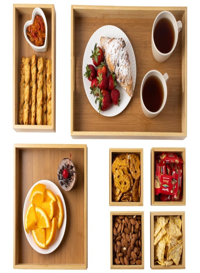 Comfify Bamboo Tray Set of 7 - Earthy Tone Collection for Home & Kitchen - Sustainable, Durable Serving Trays for Organization, Decor, Serving & More - Image 1