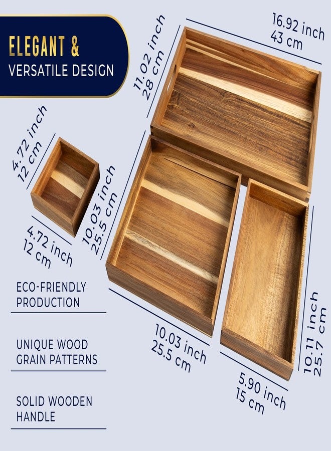 Comfify Bamboo Tray Set of 7 - Earthy Tone Collection for Home & Kitchen - Sustainable, Durable Serving Trays for Organization, Decor, Serving & More - Image 3
