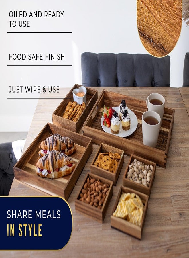 Comfify Bamboo Tray Set of 7 - Earthy Tone Collection for Home & Kitchen - Sustainable, Durable Serving Trays for Organization, Decor, Serving & More - Image 2