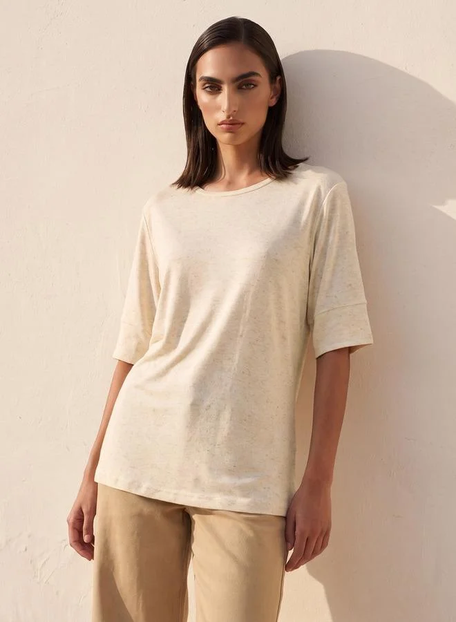 Iconic  Iconic Regular Fit T Shirt With Crew Neck for Women | Best Price UAE