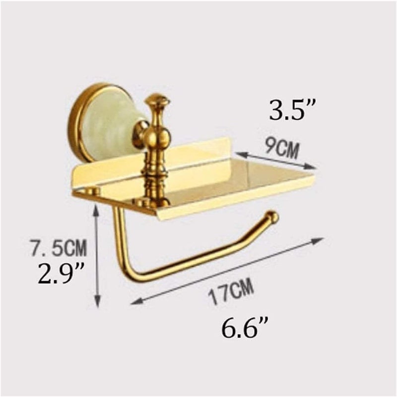 Free Standing Toilet Paper Holder Toilet Paper Holders Wall Mount Toilet Paper Holder Copper Jade Paper Towel Holder with Storage Shelf Toilet Roll Holder for Bathroom Toilet Paper Holders (Color : D - Image 2