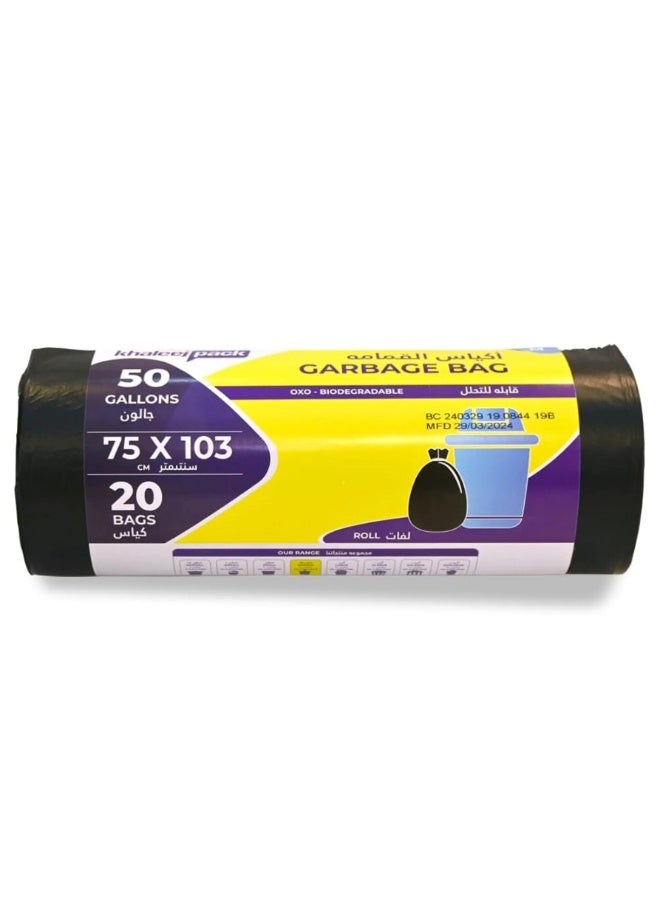 50 Gallon 20 Garbage Bags, Size 75x103 cm