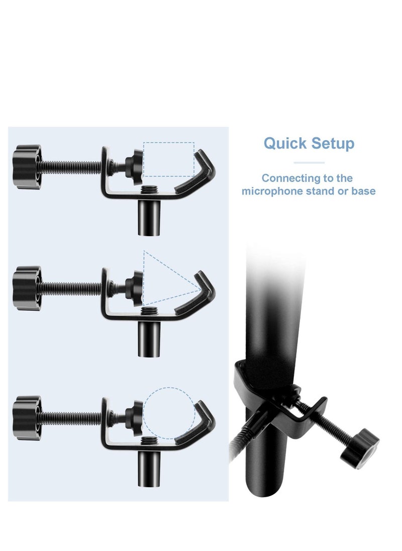 null - Microphone Pop Filter for Blue Yeti and Other Mic, 6 Inch Dual Layered Pop Wind Screen with Enhanced Flexible 360° Gooseneck Clip Stabilizing Arm for Vocal Recording and Live Broadcasting - Image 1