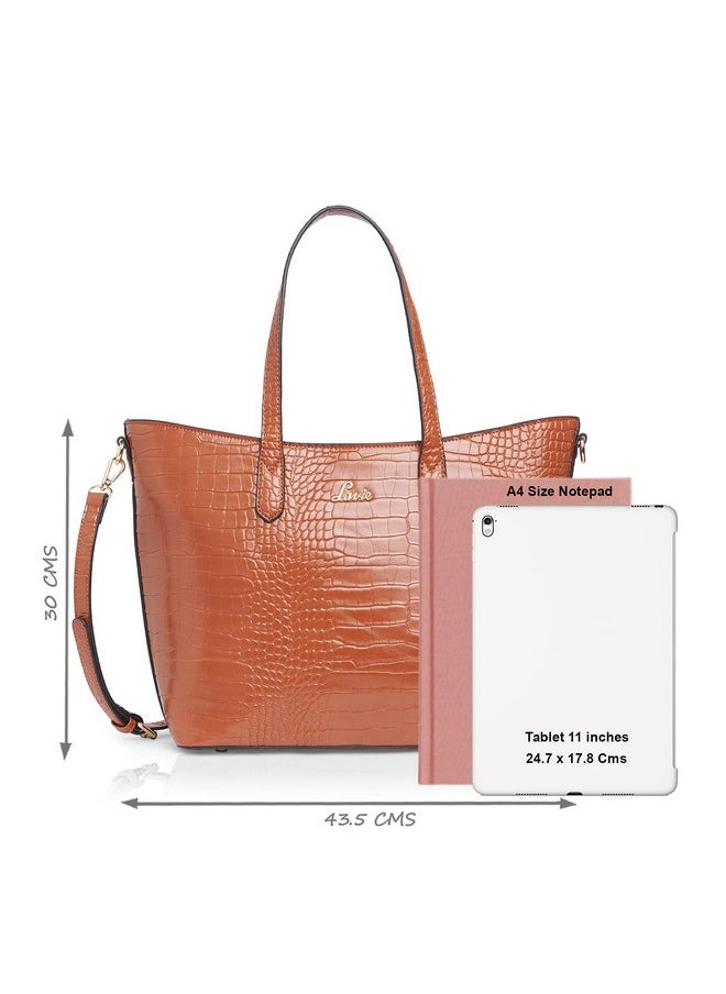 Lavie Lavie Women's Hailon Tote Handbag (Large, Brown, Tan)  - Image 4