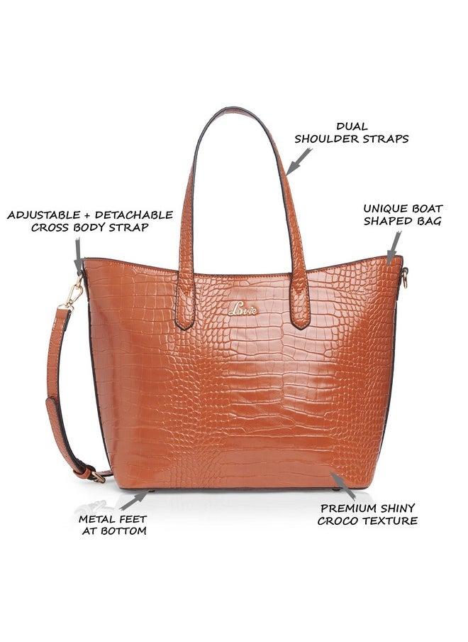 Lavie Lavie Women's Hailon Tote Handbag (Large, Brown, Tan)  - Image 3