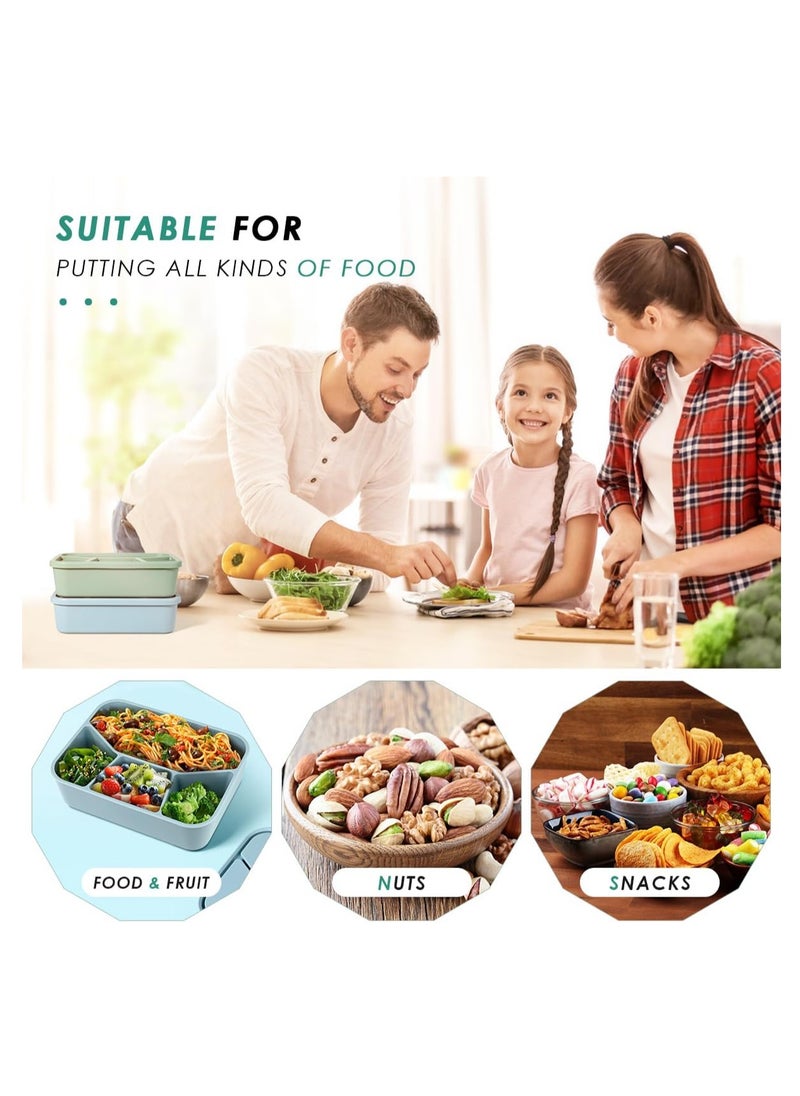 KASTWAVE Silicone Bento Box, Bento Lunch Box with 4 Compartments, Leak-Proof Salad Bento Boxes, Sauce Container, Utensils, Food Picks and Muffin Cups, Microwave, Dishwasher and Freezer Safe, Blue  - Image 5