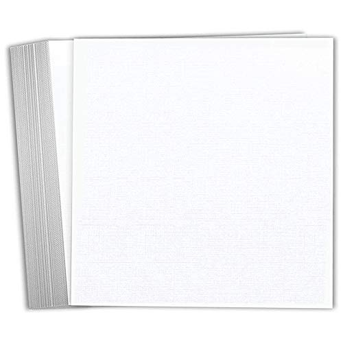 Hamilco White Linen Cardstock Scrapbook Paper 12x12 Heavy Weight 100 lb Cover Card Stock – 25 Pack - Image 1