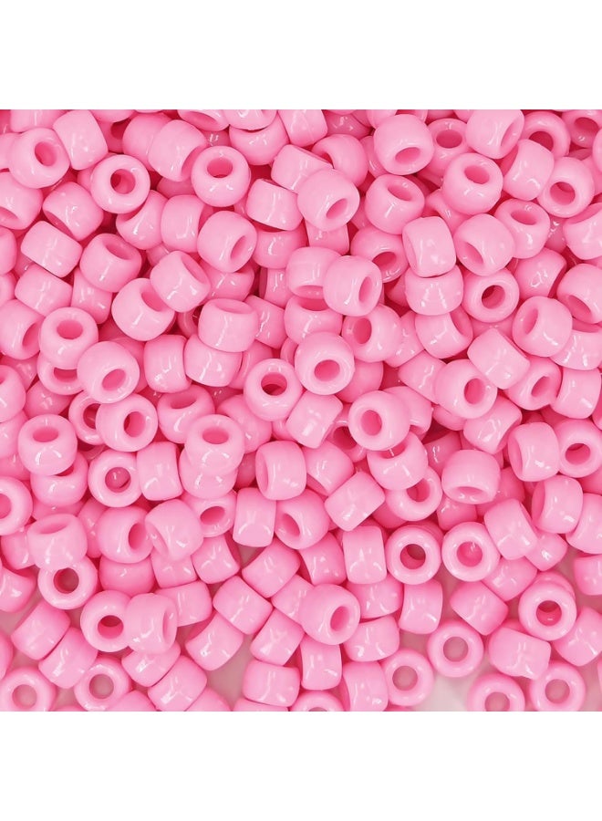 Capstro 1000PCS Pink Large Hole 6x9mm Acrylic Pony Beads for Jewelry Making, DIY Crafts, Bracelets, Necklaces, Hair Beads – Bulk Beading Kit for Kids & Adults - Image 1
