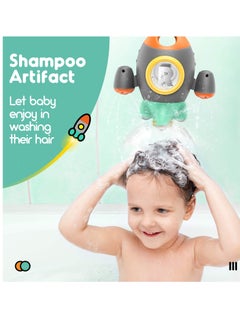 Excefore Baby Bath Toys, Space Rocket Rotating Spray Water Toy, Space Rocket Shape Bathtub Toys for Toddlers, Girls and Boys Bath Toys for Toddler (Grey)  - Image 3