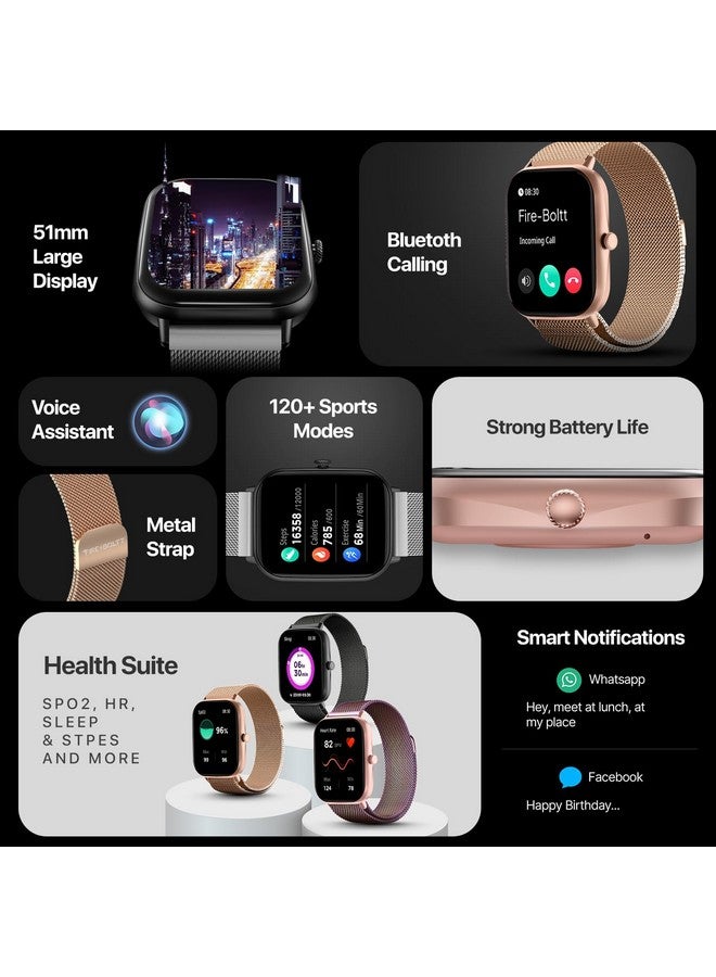 Fire-Boltt Ninja Call Pro Max 51.05mm (2.01 inch) Display Smart Watch, Bluetooth Calling, 120+ Sports Modes, Health Suite, Voice Assistance (Rainbow SS) - Image 3