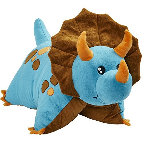 Pillow Pets Triceratops Blue Dinosaur, 18" Stuffed Animal Plush Toy - Image 1