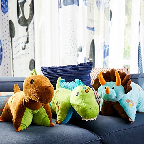 Pillow Pets Triceratops Blue Dinosaur, 18" Stuffed Animal Plush Toy - Image 4