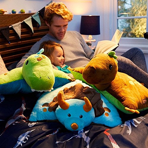 Pillow Pets Triceratops Blue Dinosaur, 18" Stuffed Animal Plush Toy - Image 3