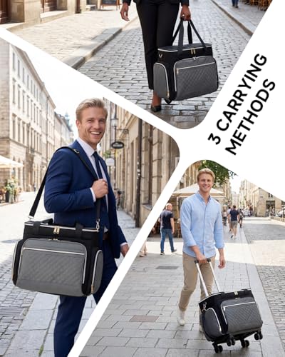 Amythe Rolling Teacher Tote Bag with Wheels, Rolling Briefcase for Women, 15.6 Inch Laptop Bag, 5-Wheel Rolling System with Detachable Trolley for Work, Teaching and Travel, Black Grey - Image 5