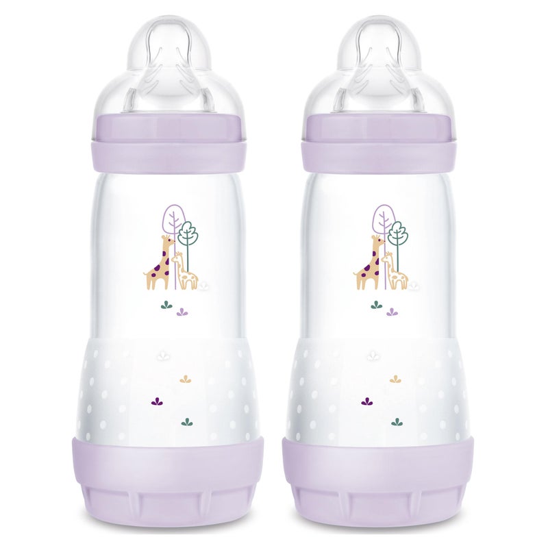 MAM 11oz Easy Start Anti-Colic Baby Bottles, Fast Flow, Breastfeeding-Like Silicone Nipple, Reduces Colic, Gas, & Reflux, Easy-to-Clean, BPA-Free, 4 Plus Months - Image 1