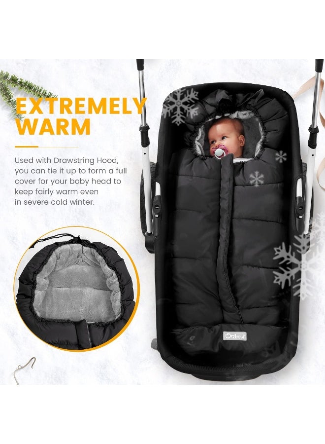 Orzbow Warm Bunting Bag Universal, Stroller Sleeping Bag Cold Weather, Waterproof Toddler Footmuff (Black, Large) - Image 5