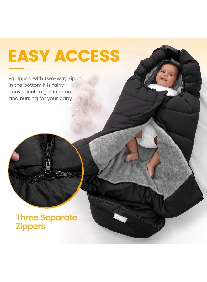 Orzbow Warm Bunting Bag Universal, Stroller Sleeping Bag Cold Weather, Waterproof Toddler Footmuff (Black, Large) - Image 4