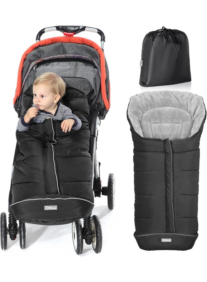 Orzbow Warm Bunting Bag Universal, Stroller Sleeping Bag Cold Weather, Waterproof Toddler Footmuff (Black, Large) - Image 1