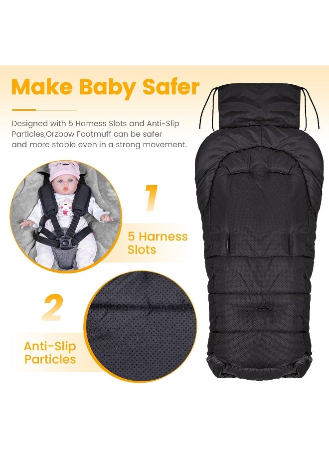 Orzbow Warm Bunting Bag Universal, Stroller Sleeping Bag Cold Weather, Waterproof Toddler Footmuff (Black, Large) - Image 2