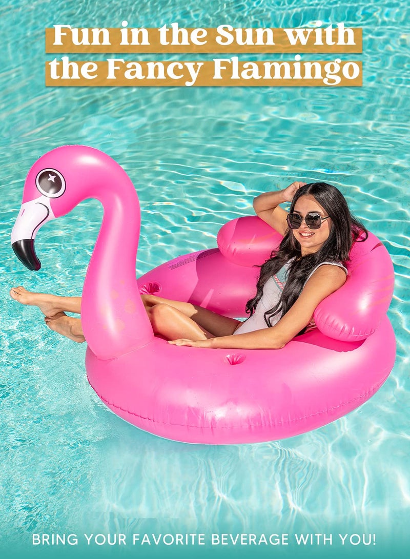 JOYIN Inflatable Flamingo Tube  Pool Float  Fun Beach Floaties  Swim Party Toys  Summer Pool Raft Lounge for Adults & Kids  with 2 Cup Holders and Head Rest - Image 2