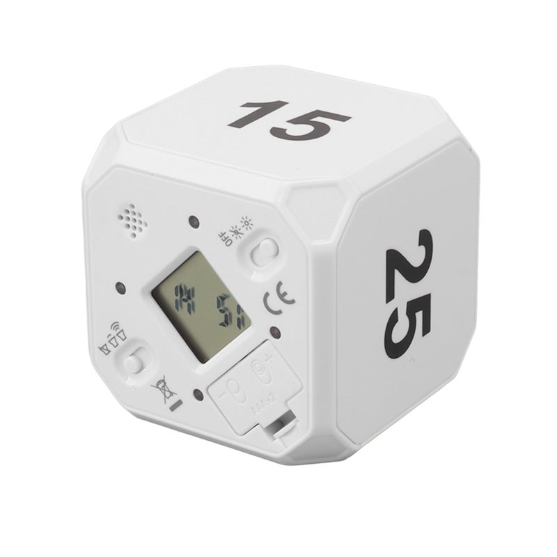 Kitchen Timer Cube: White Gyroscope Induction Timer - Silent & Adjustable Modes Portable Timer for Cooking, Learning, Yoga Fitness - Image 1