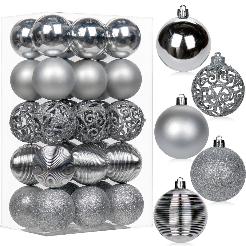 Briful 30PCS 2.36"" Christmas Ball Ornaments Shatterproof Silver Christmas Tree Decorations Xmas Tree Balls Halloween Ornaments D?cor - Image 1