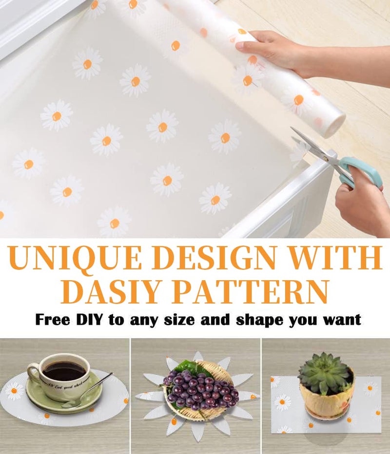 Jacriah Daisy Shelf Liner for Kitchen Cabinets â€“ Non-Adhesive, Non-Slip Drawer & Refrigerator Liner â€“ Waterproof, Washable Cabinet Mat Floral Pattern, Easy to Cut & Install â€“ Fits Pantry, Bathroom, Office - Image 4