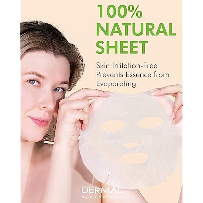 DERMAL Cucumber Collagen Essence Facial Mask Sheet 23g Pack of 10 - Soothing & Moisturizing, Redness & Sunburn Relief, Daily Skin Treatment Solution Sheet Mask - Image 5