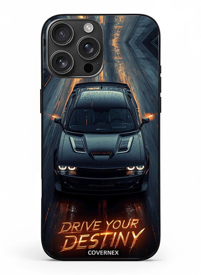 Covernex Apple iPhone 16 Pro Max Protective Case Cover Printed Featuring Drive Your Desting Dark Muscle Car - Image 2