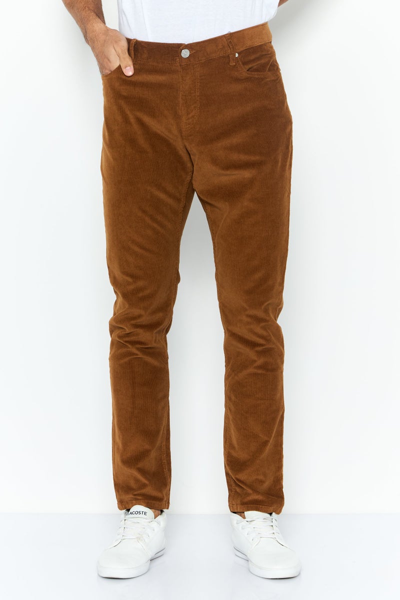 Michael Kors Men Parker Slim Fit Ribbed Corduroy Pants, Brown  - Image 1