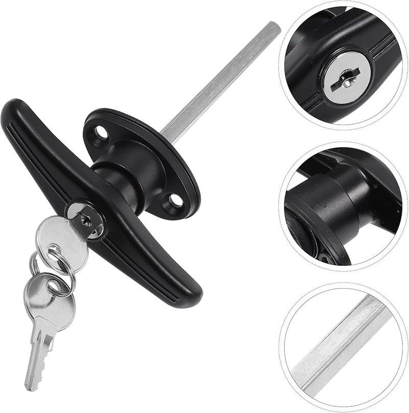 Diecast Chrome Shed Door Lock T Handle Replacement With 2 Keys 10x17cm Garage Cabinet Hardware - Image 4