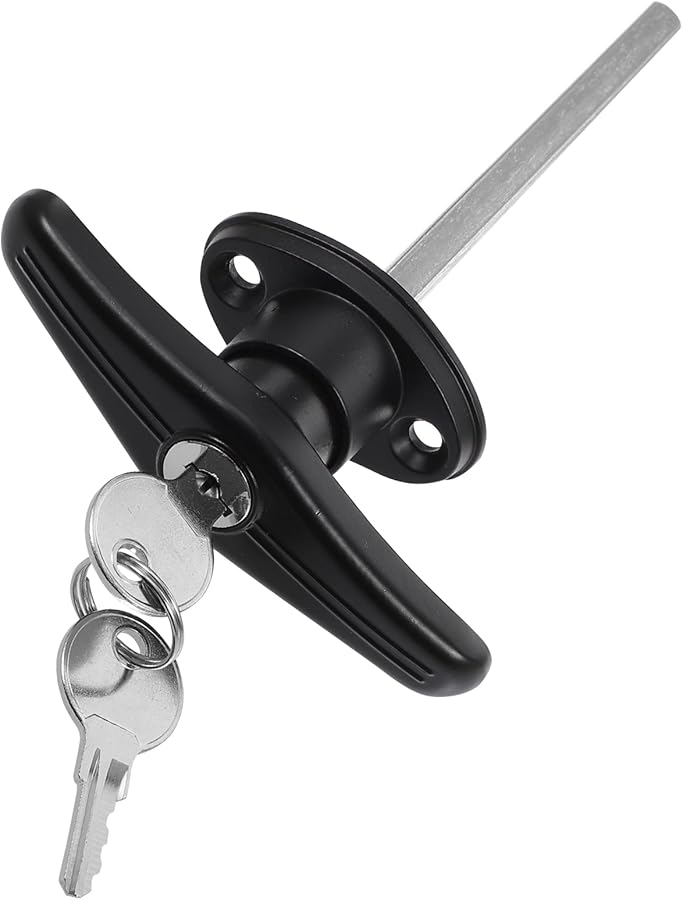 Diecast Chrome Shed Door Lock T Handle Replacement With 2 Keys 10x17cm Garage Cabinet Hardware - Image 2
