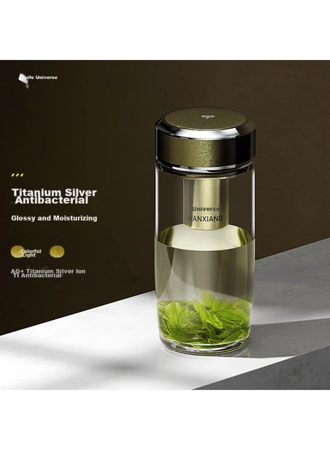 Wanxiang Titanium Silver Antibacterial Cup, High-end Business Water Bottle, Portable Car Cup, Tu56 Luminous Yellow, 470ml Single-layer Glass Cup - Image 1