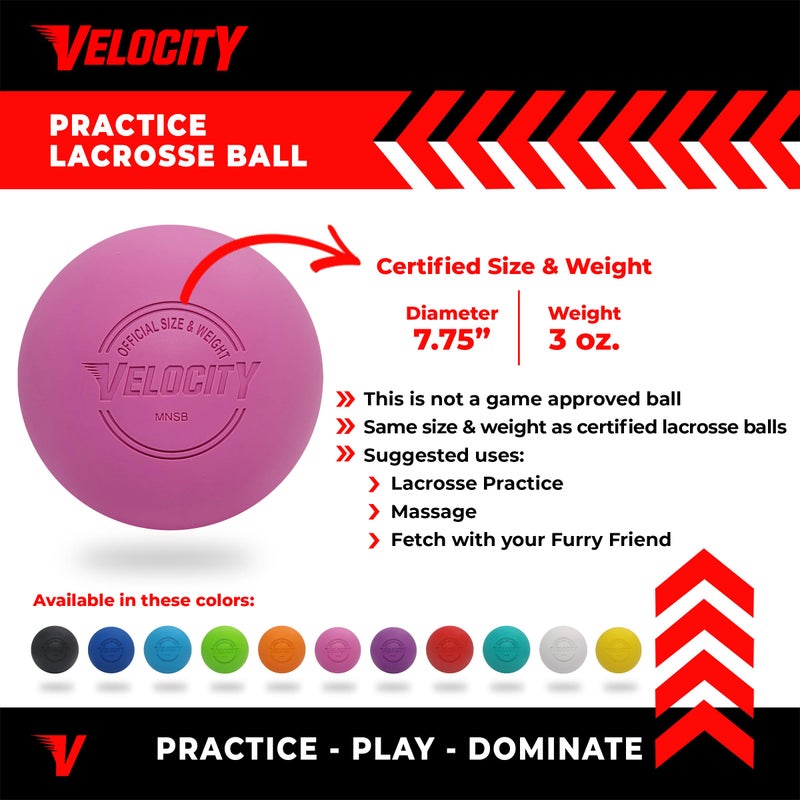 Velocity Practice Lacrosse Balls - 1, 2, 3, 6, 12, 18, 24, 36, 60 and 120 Packs - Official Size and Weight - Pink - Image 2