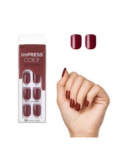 Impress KISS imPRESS No Glue Mani Press On Nails, Color, 'Espress(y) ourself', Brown, Short Size, Squoval Shape, Includes 30 Nails, Prep Pad, Instructions Sheet, 1 Manicure Stick, 1 Mini File  - Image 1