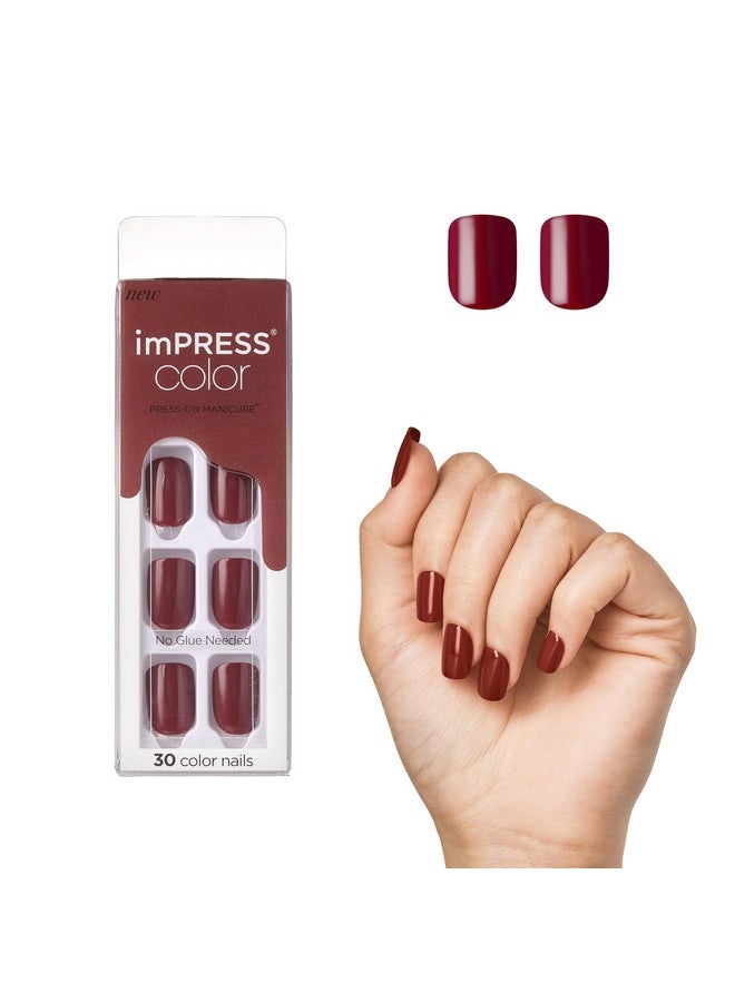 Impress KISS imPRESS No Glue Mani Press On Nails, Color, 'Espress(y) ourself', Brown, Short Size, Squoval Shape, Includes 30 Nails, Prep Pad, Instructions Sheet, 1 Manicure Stick, 1 Mini File - Image 1